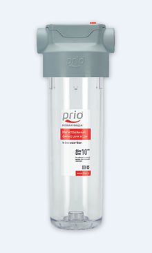 Магистральный фильтр Prio Новая вода AU020 для мех.оч.хол.воды прозр.корпус, выс.10", 1/2", уст.картр.K100, t воды+5 — +35С, до 10л/мин