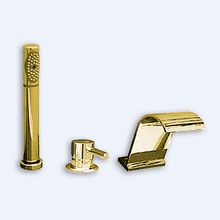 Смеситель для ванны RavSlezak Seina SE961.5SZ на 3отв.переключ.в изливе, душевой шланг с пружиной 2м золото