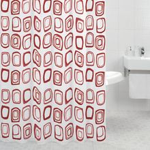 Штора для ванной комнаты, 100% полиэстер, Milardo Retro Squares (red) 610P180M11 Размер 200х180 см, 12 колец в комплекте