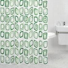 Штора для ванной комнаты, 100% полиэстер, Milardo Retro Squares (green) 611P180M11 Размер 200х180 см, 12 колец в комплекте