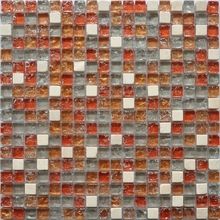 Мозаика стеклянная с камнем Керамоград GS090B 15*15 (300х300х8)