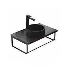 Комплект столешница для ванной Uperwood Tanos с накладной раковиной Round и кронштейнами 70 см, бук темный