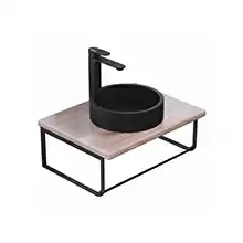 Комплект столешница для ванной Uperwood Tanos с накладной раковиной Round и кронштейнами 60 см, бук светлый
