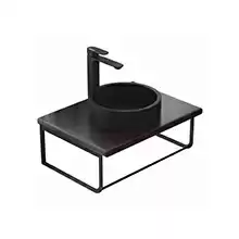 Комплект столешница для ванной Uperwood Tanos с накладной раковиной Round и кронштейнами 60 см, бук темный