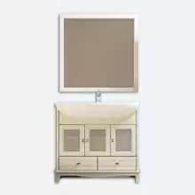 Комплект мебели Opadiris Омега 95 слоновая кость (тумба с раковиной + зеркало) 910х866х500