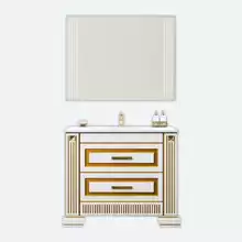 Комплект мебели Opadiris Оникс 100 золото (тумба с раковиной + зеркало) 1030х855х450