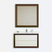 Комплект мебели Opadiris Капри 90 белый глянец (тумба с раковиной + зеркало) 900х585х450