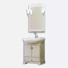 Комплект мебели Opadiris Клио 65 орех белый (тумба с раковиной + зеркало) 655х890х470