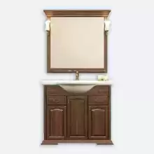 Комплект мебели Opadiris Риспекто 95 орех антикварный (тумба с раковиной + зеркало) 970х920х510