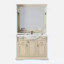 Комплект мебели Opadiris Риспекто 105 белый (тумба с раковиной + зеркало) 1070х905х510