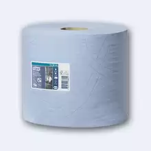 Протирочная бумага Tork суперпрочная в рулоне со съемной втулкой голубая