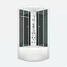 DOMANI-SPA. Душевая кабина Delight 99 high, 900*900*2180, черная стеклянная задняя панель, прозрачное стекло