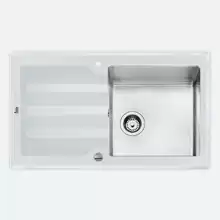 Кухонная мойка врезная Teka LUX 1B 1D 86 WHITE 860х510мм, белое зак.стекло, полировка (корзинчатый слив с переливом),12129012
