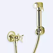 Гигиенический душ с запорным вентилем, со шлангом 120 см и держателем Cezares LORD-KS-03/24 Золото 24 карат ручки Золото 24 карат