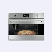Smeg Classica SFP4390XPZ Компактный духовой шкаф с функцией пиролиза, 60 см, высота 45 см, функция "Пицца"