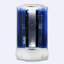 Душевая кабина Aquapulse 3302A blue mirror 90×90×220см (голубое ст, синие зерк з/стен, п/у: вытяжка, радио, подсветка, г/м спины - 6 фор, г/мер стоп,
