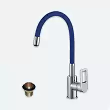 Z35-35U-Blue Смеситель одноручный (35 мм)  для кухни с гибким цветным изливом, хром/синий