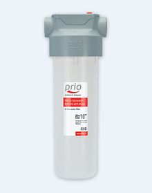 Магистральный фильтр Prio Новая вода AU010 для мех.оч.хол.воды непрозр.корпус, выс.10", 1/2", уст.картр.K100, t воды+5 — +35С, до 10л/мин