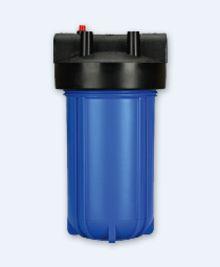 Магистральный фильтр Prio Новая вода A418 Big Blue 10" для хол.воды большой произв-ти, непрозр.корпус, выс.10", 1", кнопка сброса давл., t воды+5 — +3