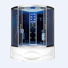 Душевая кабина 011 Comforty,, стекло голубое, задняя зеркальная панель, 1350*1350*2200