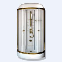 Душевая кабина Radomir Паола 1 GOLD, стеклянные шторки (матовые), поддон на раме-подставке с устройством слива, боковые стенки, стойка без гидромассаж