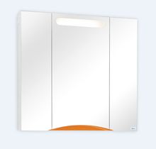 Шкаф-зеркало Lindis Элвис-85 850*150*800 с подсветкой Цвет: оранж шагрень 17354