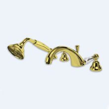 Смеситель на борт ванной с ручным выдвижным душем Cezares DIAMOND-BVD-03/24-Sw Золото 24 карат ручки Swarovski