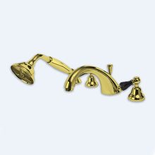 Смеситель на борт ванной с ручным выдвижным душем Cezares DIAMOND-BVD-03/24-Sw-N Золото 24 карат ручки Swarovski Nero