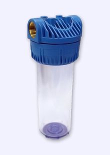 Гейзер Корпус Aqua 1" прозрачный для холодной воды (Италия), ключ, скоба 50573
