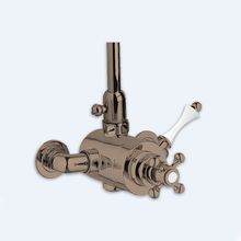 Смеситель термостатический на один выход, верхнее подключение Cezares MARGOT-D-T-02-Bi Бронза ручки Белая Смеситель термостатический на один выход, верхнее подключение Cezares MARGOT-D-T-02-Bi Бронза ручки Белая