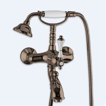 Смеситель для ванны и душа однорычажный в комплекте с ручным душем Cezares MARGOT-VDM-02-Bi/A Бронза ручки Белая/Металл