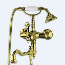 Смеситель для ванны с ручным душем и повортным изливом Cezares MARGOT-VDFM2-03/24-M Золото 24 карат ручки Золото 24 карат