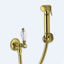 Гигиенический душ с запорным вентилем, со шлангом 120см и держателем Cezares DIAMOND-KS-03/24-Sw Золото 24 карат ручки Swarovski