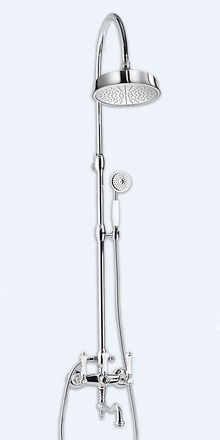 Душевая колонна со смесителем с поворотным изливом, верхним и ручным душем Cezares MARGOT-CVDF-01-Bi Хром ручки Белая