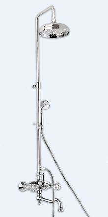 Душевая колонна со смесителем для ванны с поворотным изливом, верхним и ручным душем Cezares ATLANTIS-CVDF2-01-Sw Хром ручки Swarovski