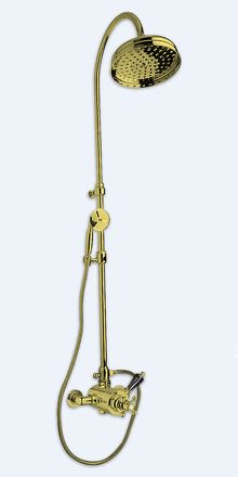 Душевая колонна с термостатическим смесителем, верхним и ручным душем Cezares VINTAGE-CD-T-03/24-Sw-N Золото ручки Swarovski Nero