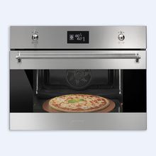 Smeg Classica SFP4390XPZ Компактный духовой шкаф с функцией пиролиза, 60 см, высота 45 см, функция "Пицца"
