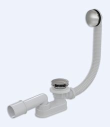 Alca Plast Сифон для ванны, комплект, механизм click/clack, с заниженным сливом, металл/металл, A507KM