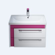IDDIS Color Plus COL70P0i95 Тумба для ванной комнаты, подвесная. Ширина 70 см. Фасад МДФ 16мм в эмали, боковины ЛДСП белый глянец/розовый. Два выдвижн