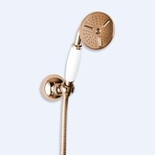 Ручной душ со шлангом 150см и держателем Cezares CZR-KD-02-Bi Бронза ручка Белая
