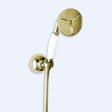 Ручной душ со шлангом 150см и держателем Cezares CZR-KD-03/24-Bi Золото 24 карат ручка Белая