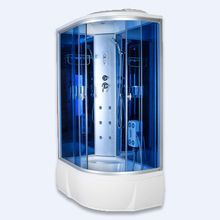Душевая кабина Aquapulse 3306A L blue mirror 120×80×220см (голубое ст, синие зерк з/стен, п/у: вытяжка, радио, подсветка, г/м спины - 6 фор, г/мер сто