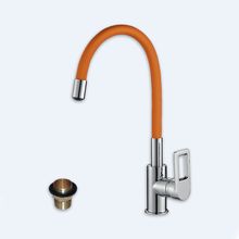 Z35-35U-Orange  Смеситель одноручный (35 мм)  для кухни с гибким цветным изливом, хром/оранжевый