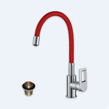 Z35-35U-Red Смеситель одноручный (35 мм)  для кухни с гибким цветным изливом, хром/красный