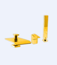Смеситель для ванны RavSlezak Loira LR573.5SZ на 3отв.переключ.в изливе душевой шланг с пружиной 2м золото