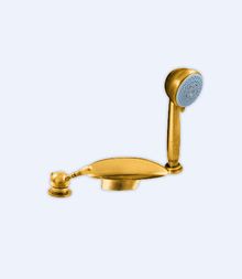 Смеситель для ванны RavSlezak Labe L070.5SZ на 3отв.переключ.в изливе, душ.шланг с пружиной 2м золото