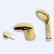 Смеситель для ванны RavSlezak Kongo K071.5SZ на 3отв.переключ.в изливе, душ.шланг с пружиной 2м золото
