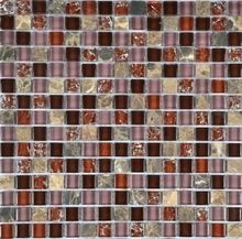 Мозаика стеклянная с камнем Керамоград SB154 15*15 (300х300х8 / 6)