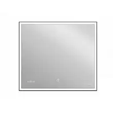 Зеркало: LED 011 design 100x80 с подсветкой часы металл. рамка прямоугольное KN-LU-LED011*100-d-Os