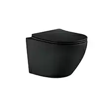 AQ1901-00 ЕВРОПА Унитаз подвесной безободковый 525*360*320мм, тонкое сиденье с механизмом плавного закрывания, крепеж, цвет матовый черный